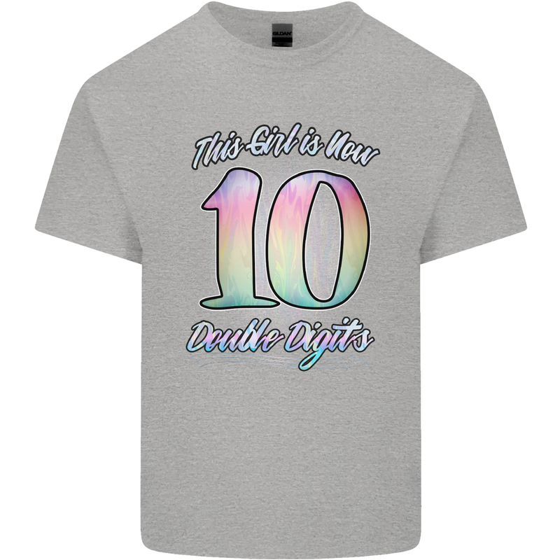 10 Year Old Birthday Girl Double Digits 10th Kids T-Shirt Childrens Sports Grey