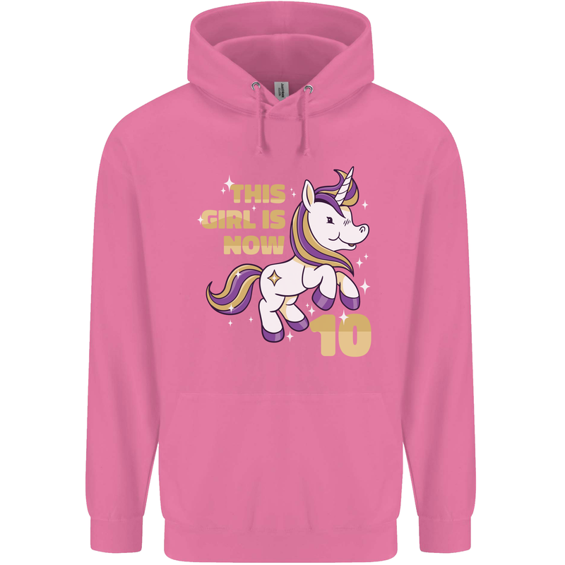 10 Year Old Birthday Girl Magical Unicorn 10th Childrens Kids Hoodie Azalea