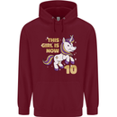 10 Year Old Birthday Girl Magical Unicorn 10th Childrens Kids Hoodie Maroon