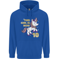 10 Year Old Birthday Girl Magical Unicorn 10th Childrens Kids Hoodie Royal Blue