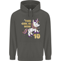 10 Year Old Birthday Girl Magical Unicorn 10th Childrens Kids Hoodie Storm Grey