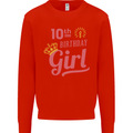 10th Birthday Girl 10 Year Old Princess Kids Sweatshirt Jumper Bright Red