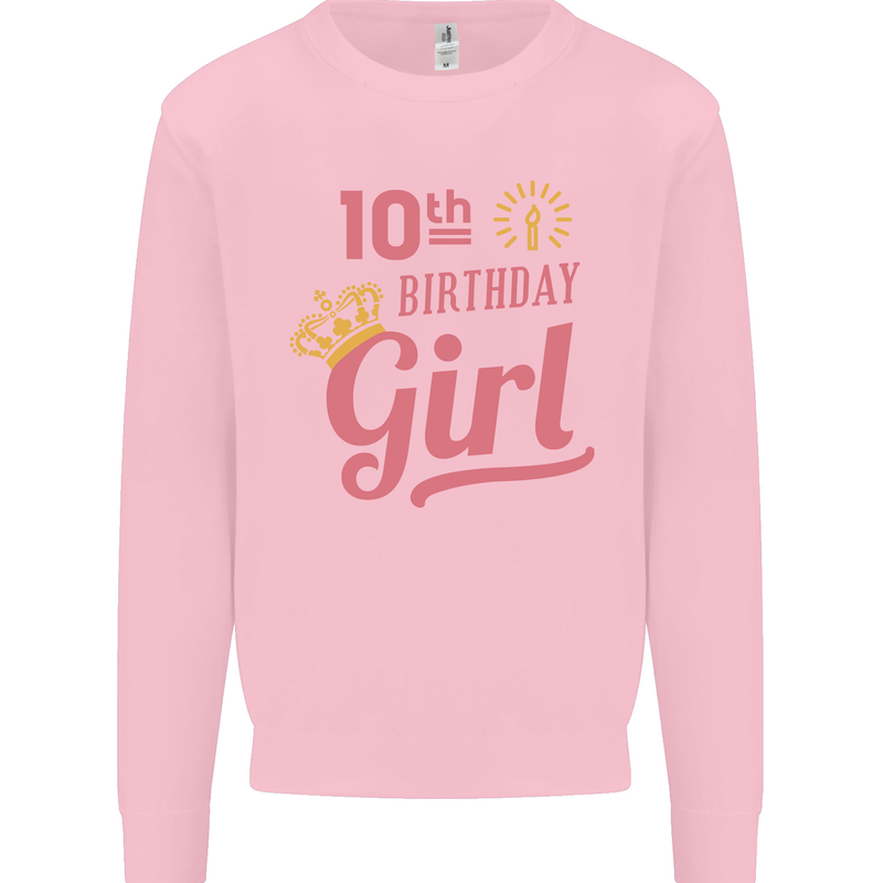 10th Birthday Girl 10 Year Old Princess Kids Sweatshirt Jumper Light Pink