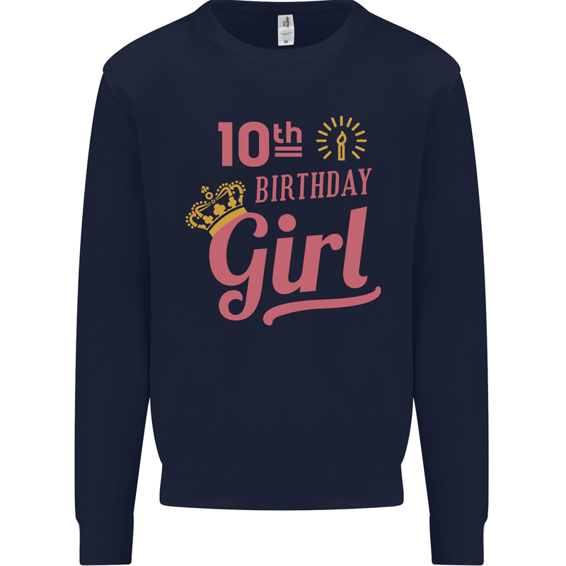 10th Birthday Girl 10 Year Old Princess Kids Sweatshirt Jumper Navy Blue