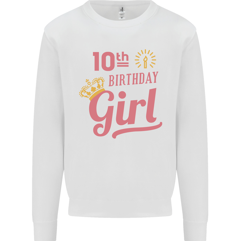 10th Birthday Girl 10 Year Old Princess Kids Sweatshirt Jumper White