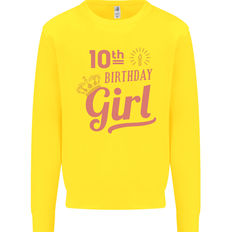 10th Birthday Girl 10 Year Old Princess Kids Sweatshirt Jumper Yellow