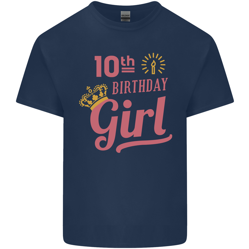 10th Birthday Girl 10 Year Old Princess Kids T-Shirt Childrens Navy Blue