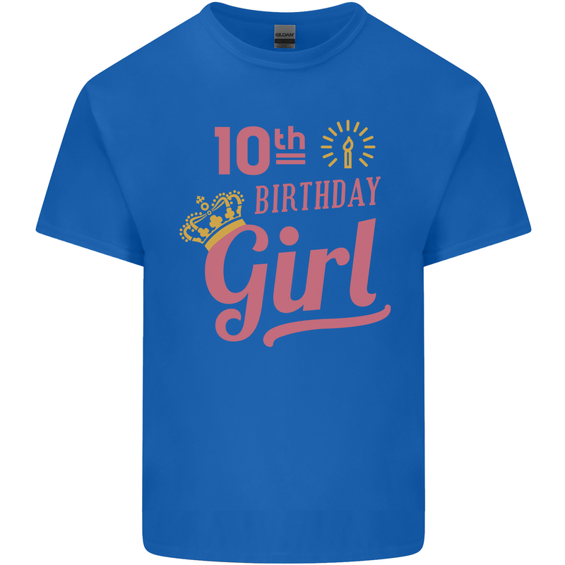 10th Birthday Girl 10 Year Old Princess Kids T-Shirt Childrens Royal Blue