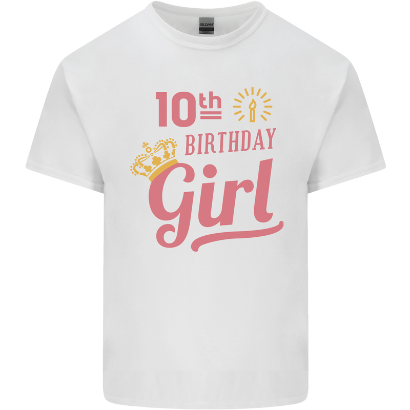 10th Birthday Girl 10 Year Old Princess Kids T-Shirt Childrens White