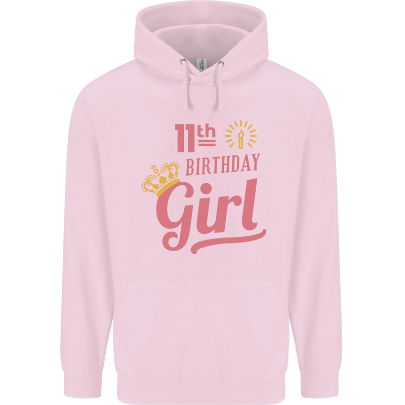11th Birthday Girl 11 Year Old Princess Childrens Kids Hoodie Light Pink