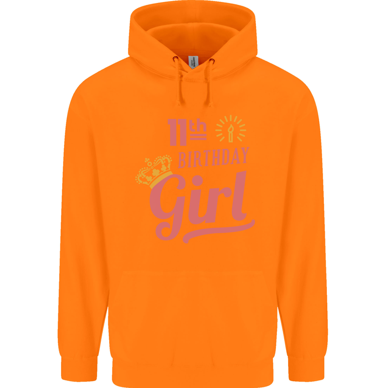 11th Birthday Girl 11 Year Old Princess Childrens Kids Hoodie Orange