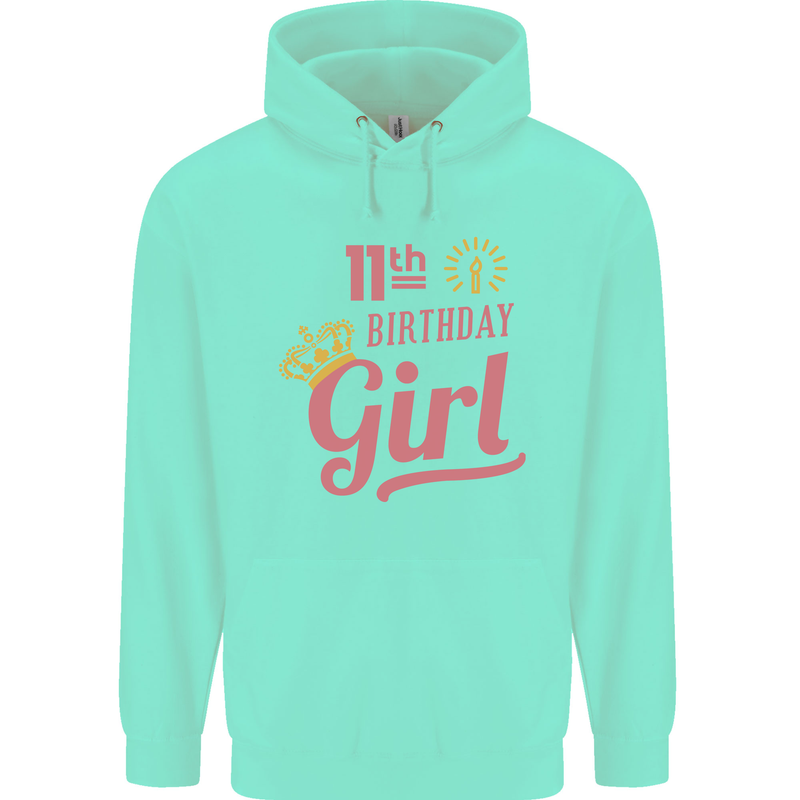 11th Birthday Girl 11 Year Old Princess Childrens Kids Hoodie Peppermint