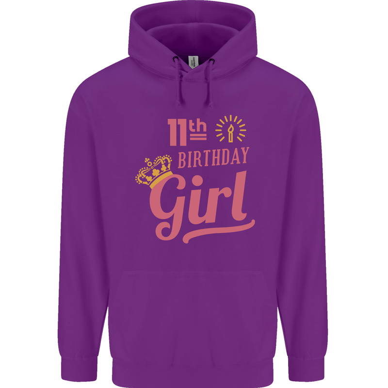 11th Birthday Girl 11 Year Old Princess Childrens Kids Hoodie Purple