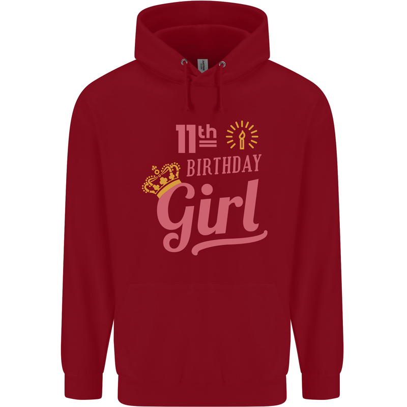 11th Birthday Girl 11 Year Old Princess Childrens Kids Hoodie Red