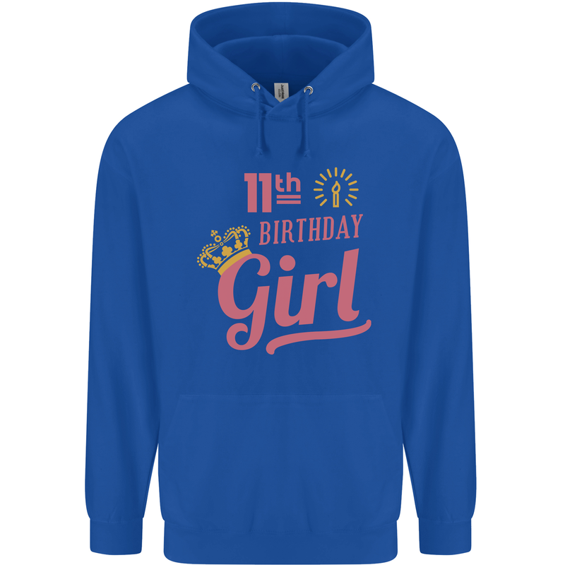 11th Birthday Girl 11 Year Old Princess Childrens Kids Hoodie Royal Blue