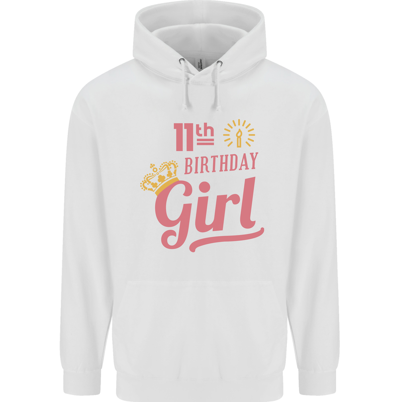 11th Birthday Girl 11 Year Old Princess Childrens Kids Hoodie White