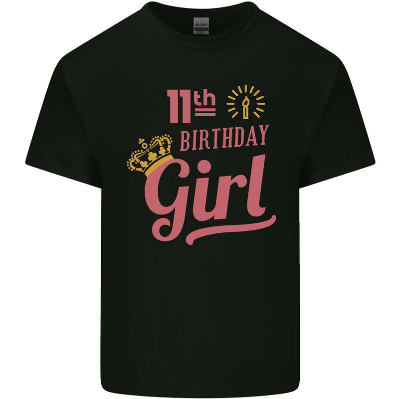 11th Birthday Girl 11 Year Old Princess Kids T-Shirt Childrens Black