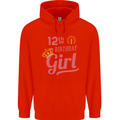 12th Birthday Girl 12 Year Old Princess Childrens Kids Hoodie Bright Red