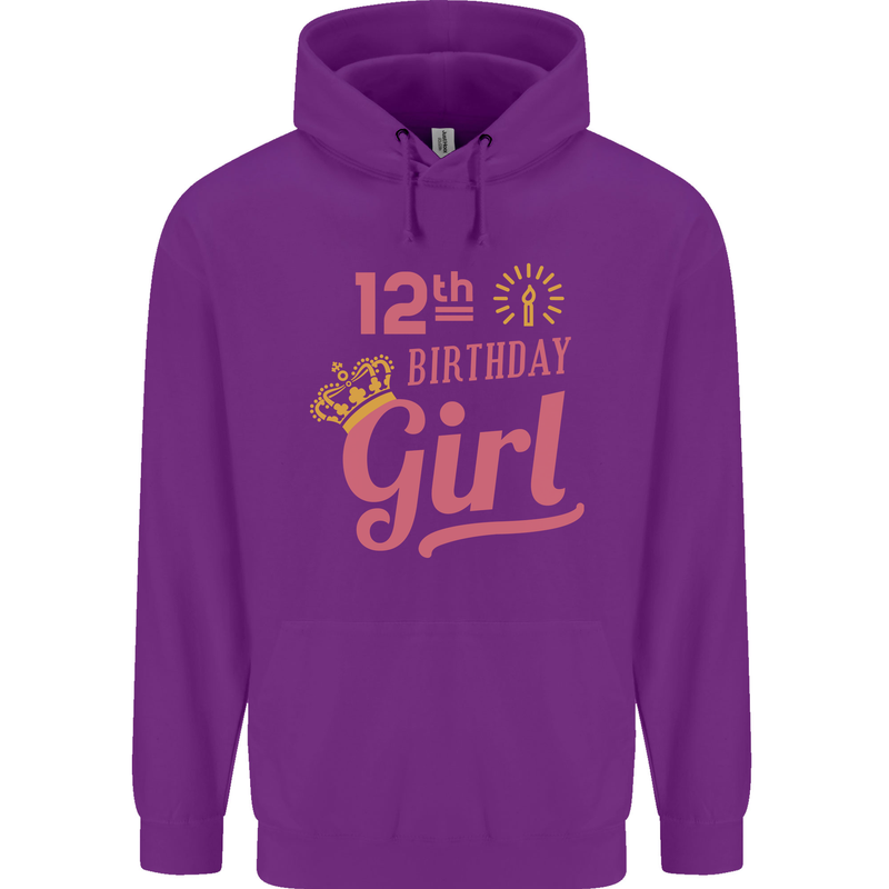 12th Birthday Girl 12 Year Old Princess Childrens Kids Hoodie Purple