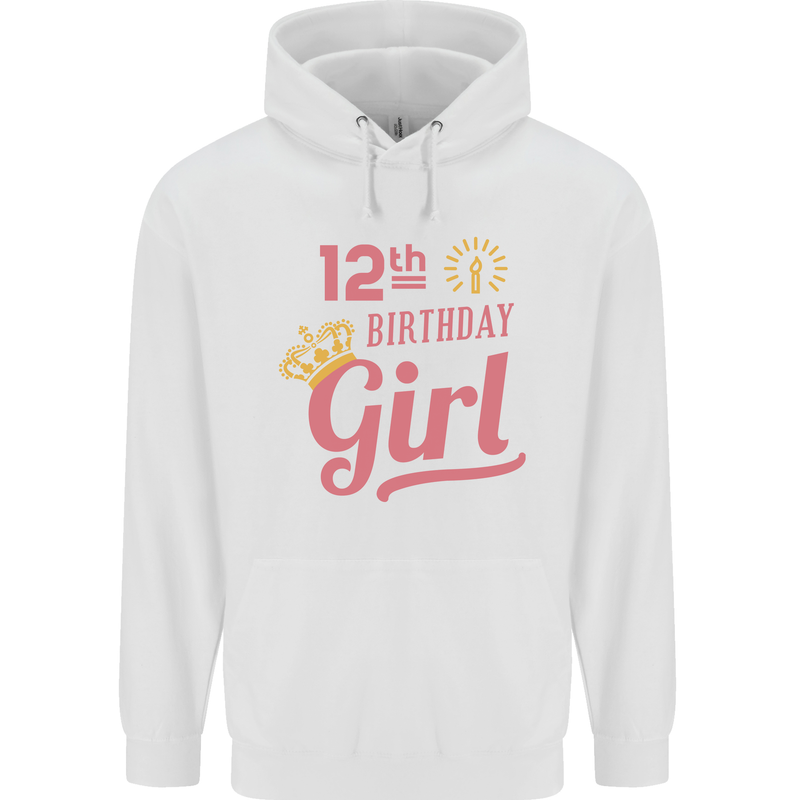 12th Birthday Girl 12 Year Old Princess Childrens Kids Hoodie White