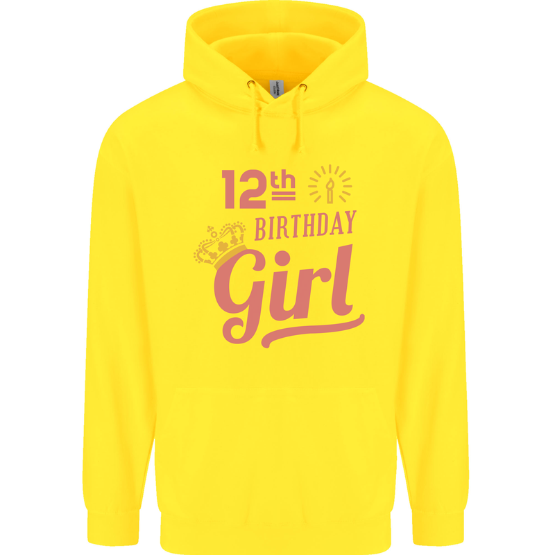 12th Birthday Girl 12 Year Old Princess Childrens Kids Hoodie Yellow