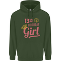 13th Birthday Girl 13 Year Old Princess Childrens Kids Hoodie Forest Green