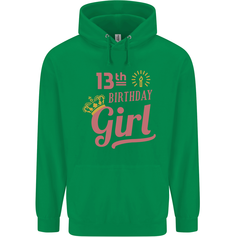13th Birthday Girl 13 Year Old Princess Childrens Kids Hoodie Irish Green