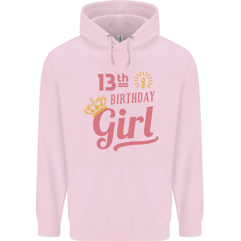 13th Birthday Girl 13 Year Old Princess Childrens Kids Hoodie Light Pink
