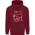 13th Birthday Girl 13 Year Old Princess Childrens Kids Hoodie Maroon