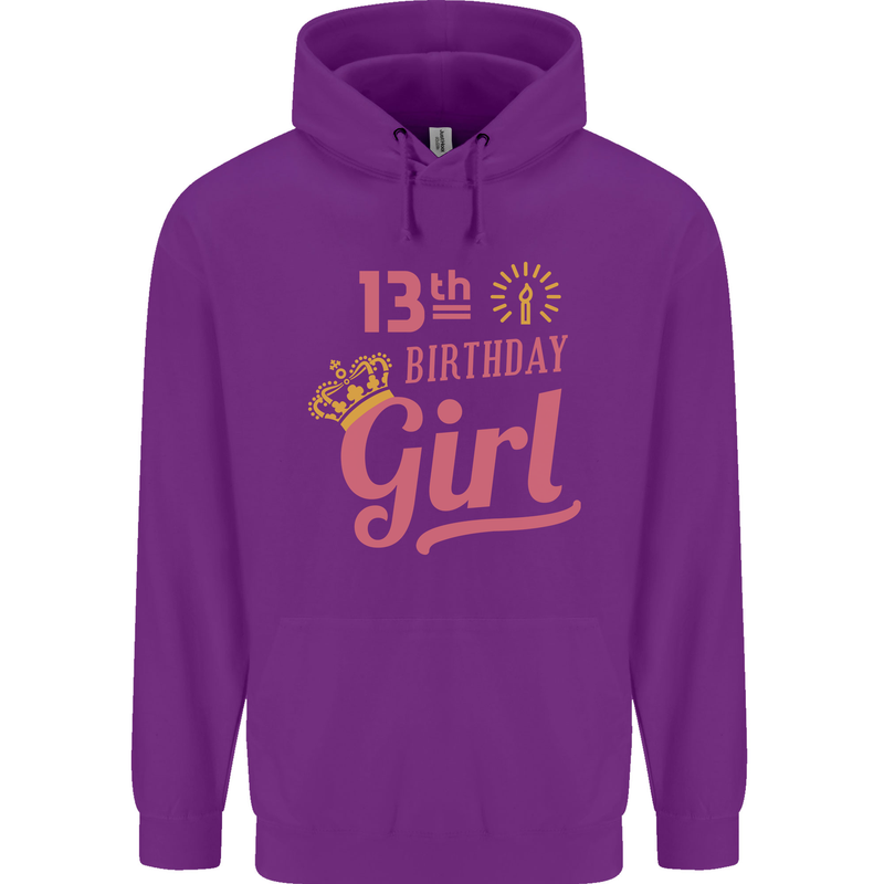 13th Birthday Girl 13 Year Old Princess Childrens Kids Hoodie Purple