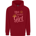 13th Birthday Girl 13 Year Old Princess Childrens Kids Hoodie Red