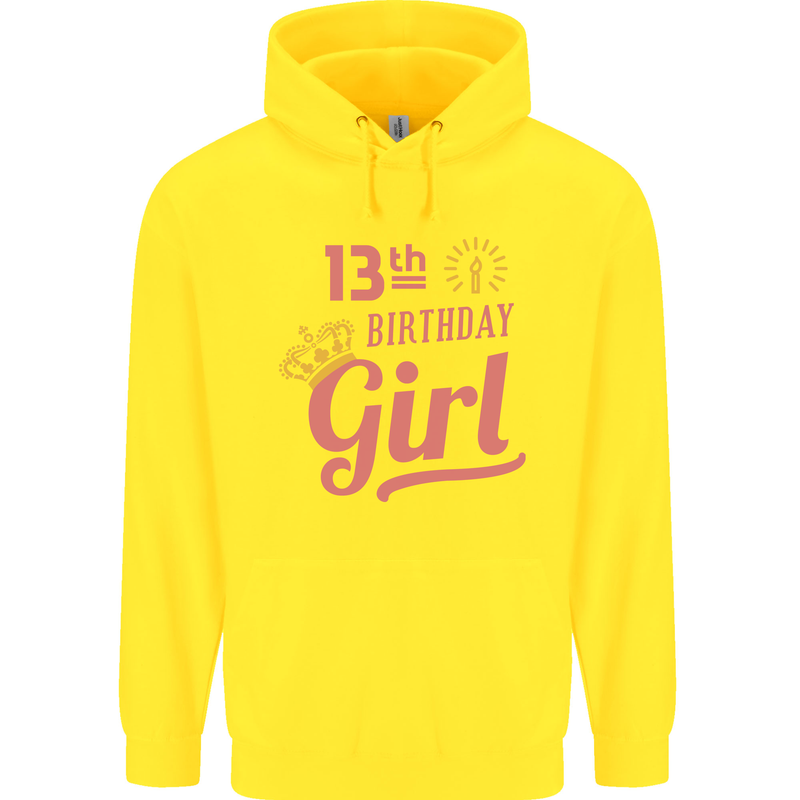 13th Birthday Girl 13 Year Old Princess Childrens Kids Hoodie Yellow