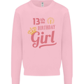 13th Birthday Girl 13 Year Old Princess Kids Sweatshirt Jumper Light Pink