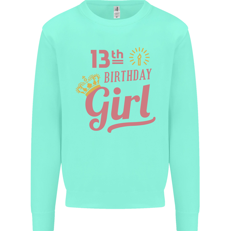 13th Birthday Girl 13 Year Old Princess Kids Sweatshirt Jumper Peppermint