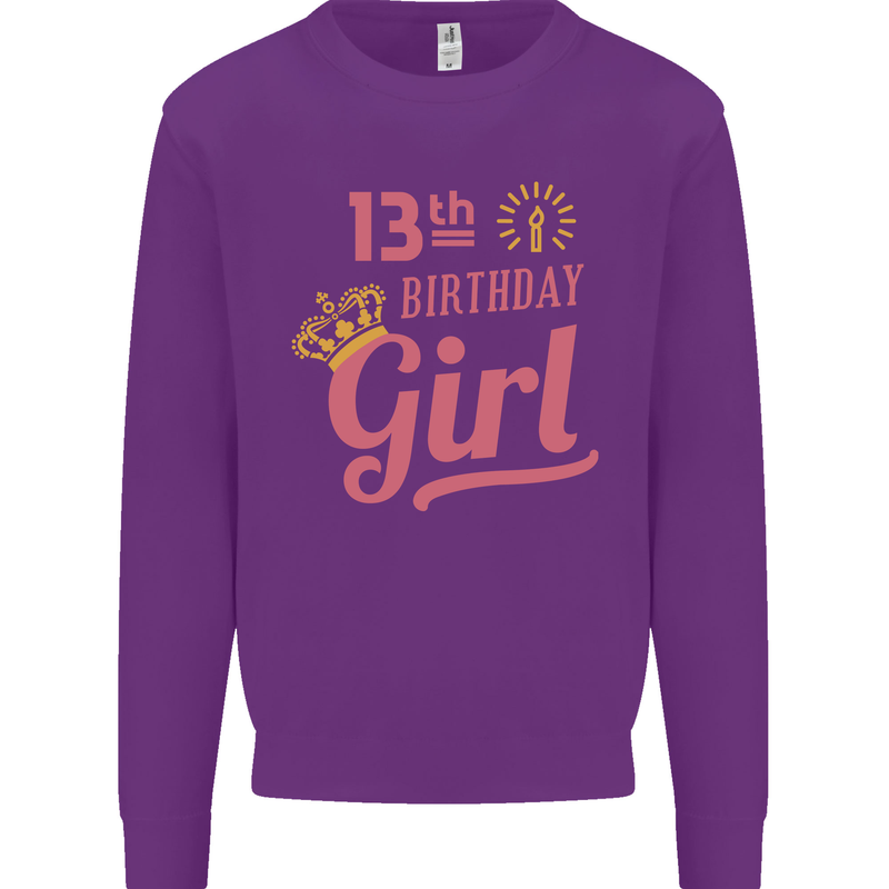 13th Birthday Girl 13 Year Old Princess Kids Sweatshirt Jumper Purple