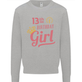 13th Birthday Girl 13 Year Old Princess Kids Sweatshirt Jumper Sports Grey