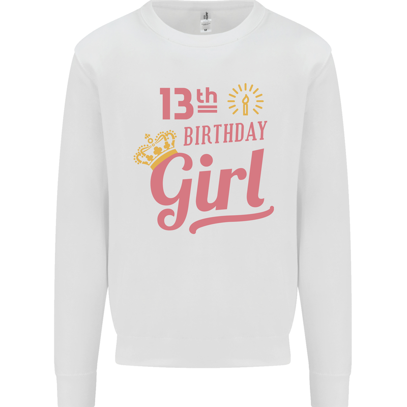13th Birthday Girl 13 Year Old Princess Kids Sweatshirt Jumper White