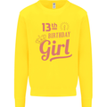 13th Birthday Girl 13 Year Old Princess Kids Sweatshirt Jumper Yellow