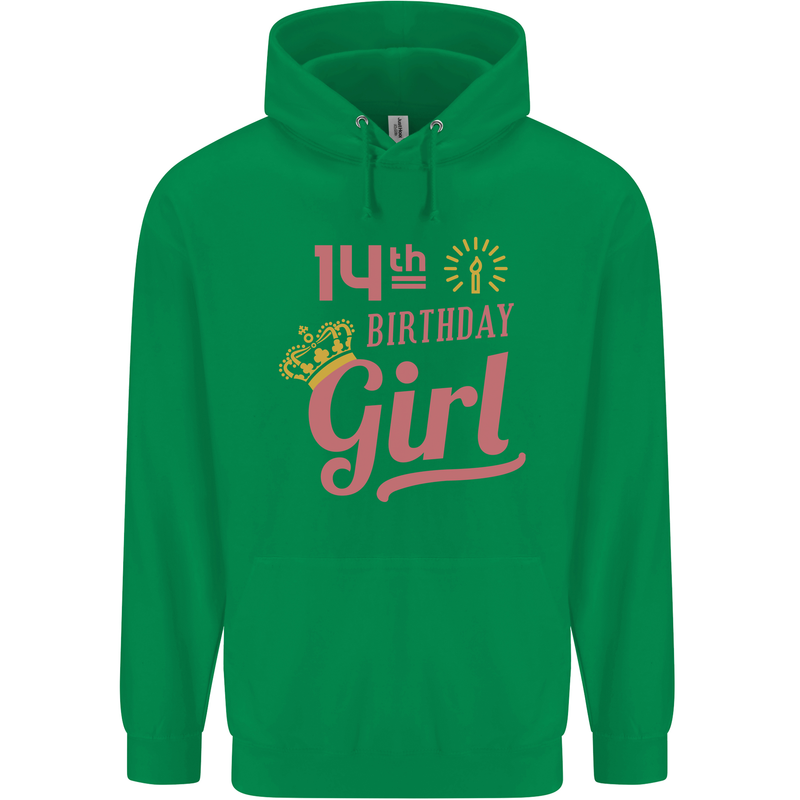 14th Birthday Girl 14 Year Old Princess Childrens Kids Hoodie Irish Green