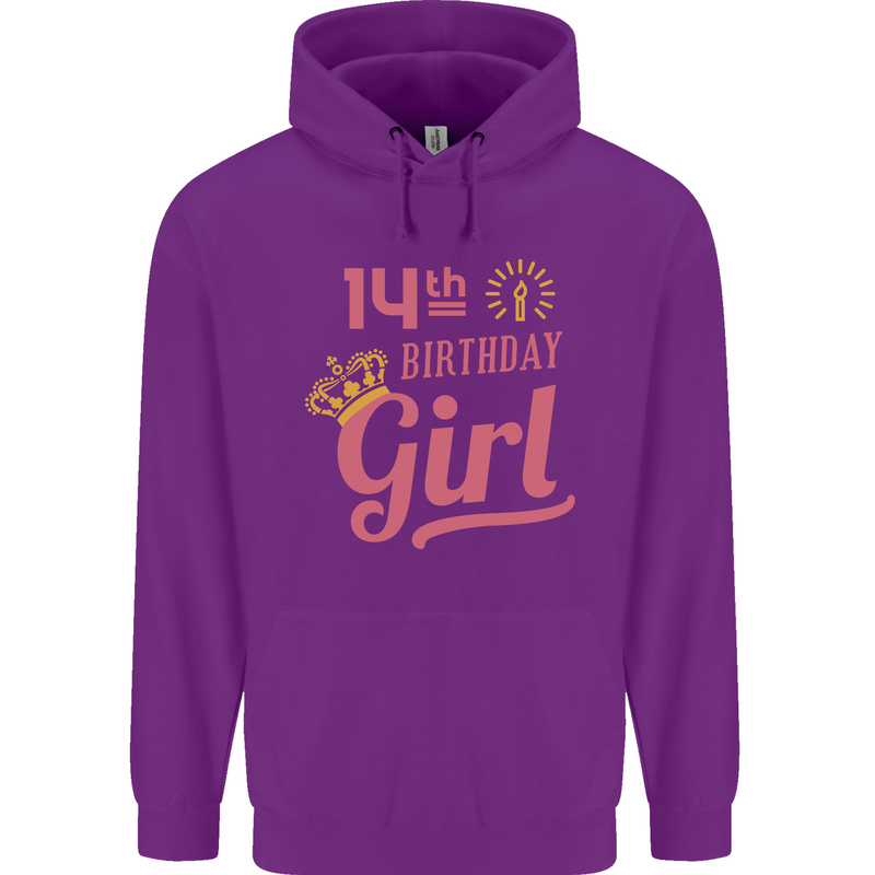 14th Birthday Girl 14 Year Old Princess Childrens Kids Hoodie Purple