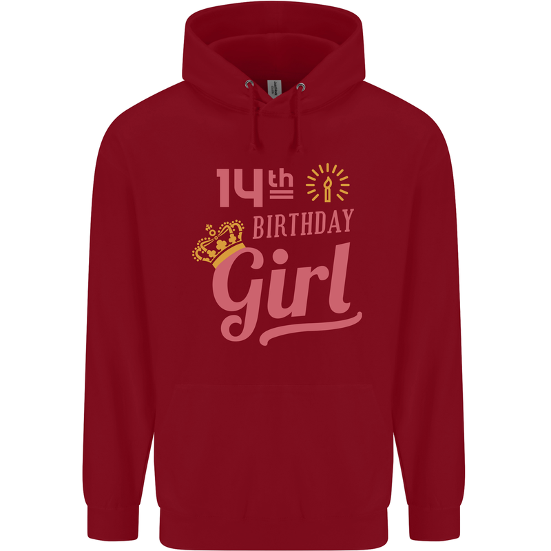 14th Birthday Girl 14 Year Old Princess Childrens Kids Hoodie Red