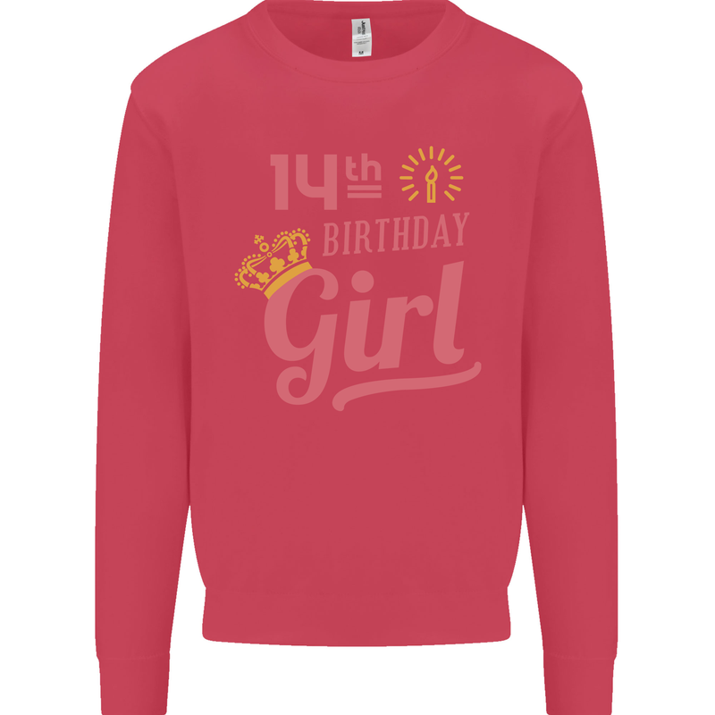 14th Birthday Girl 14 Year Old Princess Kids Sweatshirt Jumper Heliconia