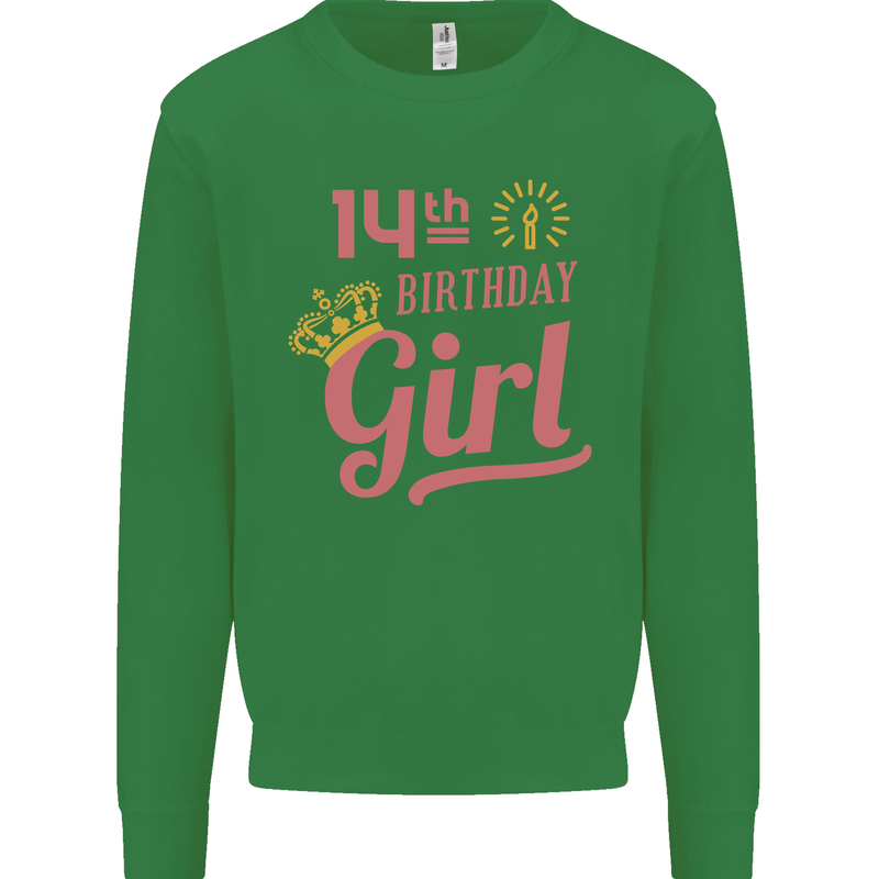 14th Birthday Girl 14 Year Old Princess Kids Sweatshirt Jumper Irish Green