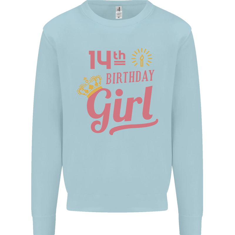 14th Birthday Girl 14 Year Old Princess Kids Sweatshirt Jumper Light Blue