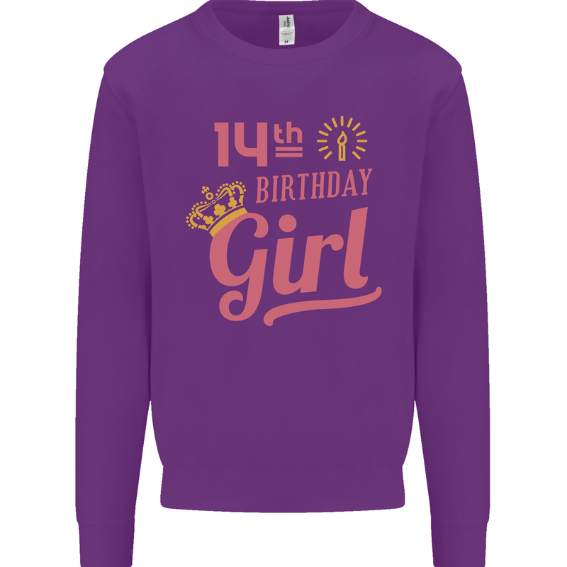 14th Birthday Girl 14 Year Old Princess Kids Sweatshirt Jumper Purple