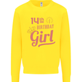 14th Birthday Girl 14 Year Old Princess Kids Sweatshirt Jumper Yellow