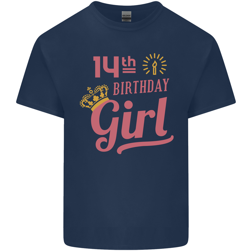 14th Birthday Girl 14 Year Old Princess Kids T-Shirt Childrens Navy Blue