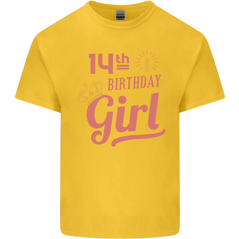 14th Birthday Girl 14 Year Old Princess Kids T-Shirt Childrens Yellow