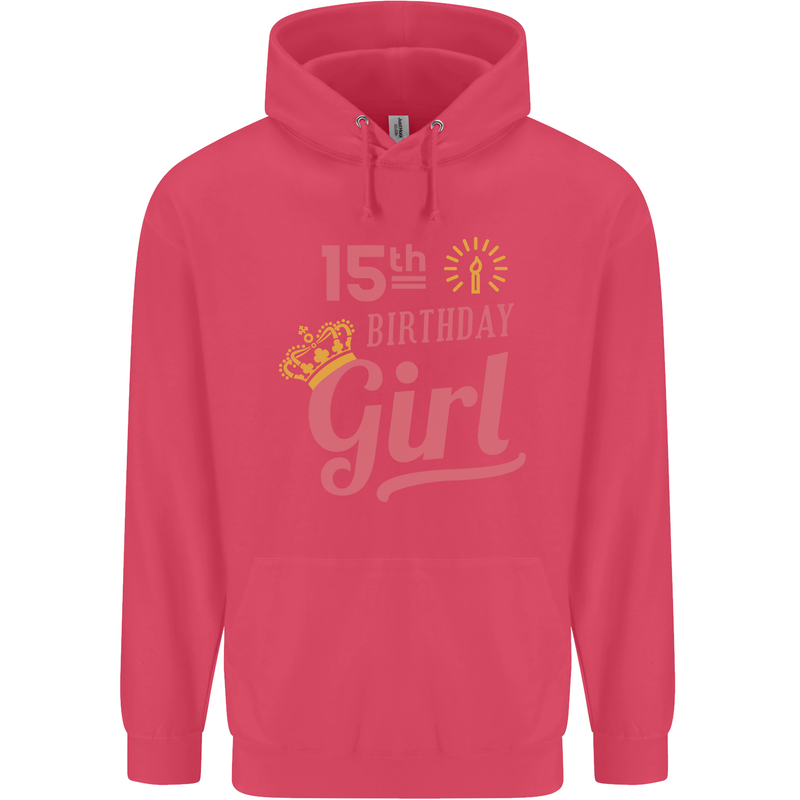 15th Birthday Girl 15 Year Old Princess Childrens Kids Hoodie Heliconia