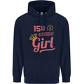 15th Birthday Girl 15 Year Old Princess Childrens Kids Hoodie Navy Blue